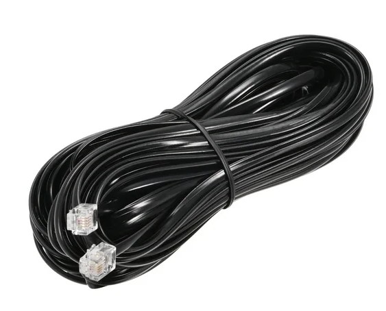 CABLE TELEFONICO PLANO NEGRO CON CONECTORES 2.2m