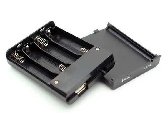 Portapilas tipo caja con interruptor para 2 pilas AA