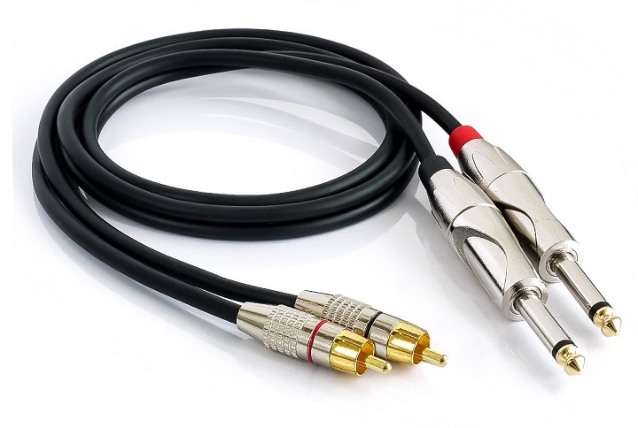 Cable audio 1.5 metros jack 3.5 stereo a 2 jack 6.3 mono